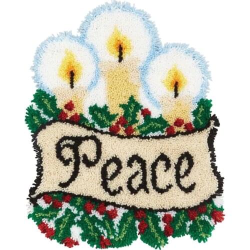 Peace DIY Latch Hook Kits Rug 3D Printed Canvas Includes Accessories Home Decor Needle for Carpet Embroidery