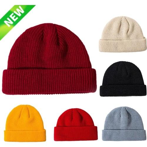 Winter Unisex Black Grey Red Solid Color Rib Knitted Beanies Hats For Woman Mens Ladies Casual Cap Kids Girls Boys