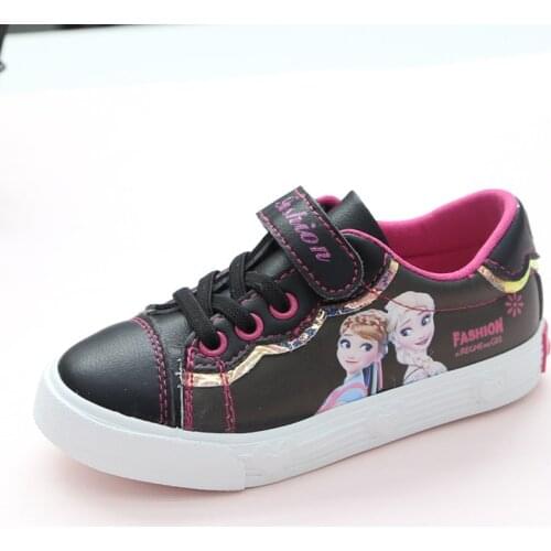 Cartoon princess frozen elsa anna casual shoes girls soft pu Breathable sports shoes Europe size 27-35