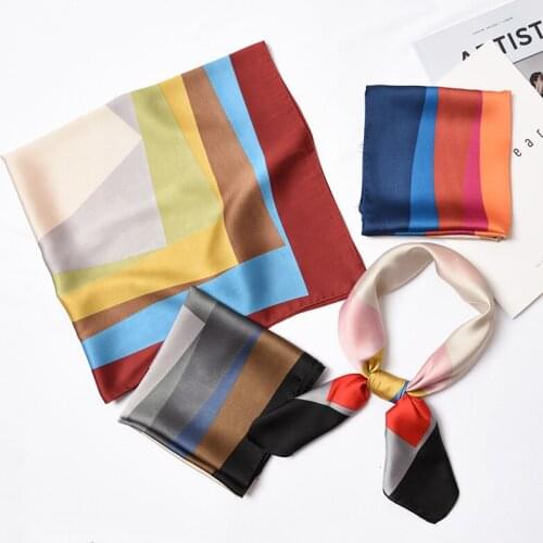 New Pattern Korean Fashion Rope Printed 70*70cm Square Scarf For Women Ladies Satin Silk Small Neck Scarf