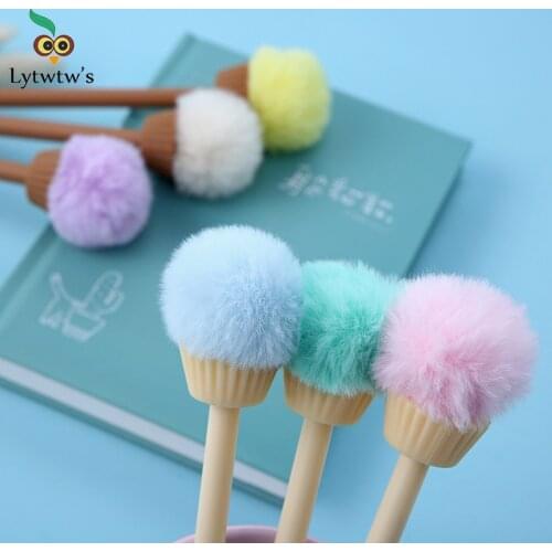 1 Pieces Lytwtws Creative Cute Cartoon Ice Cream Cone Hair Ball Gel kawaii Pen Stationery Gift School Office Supplies