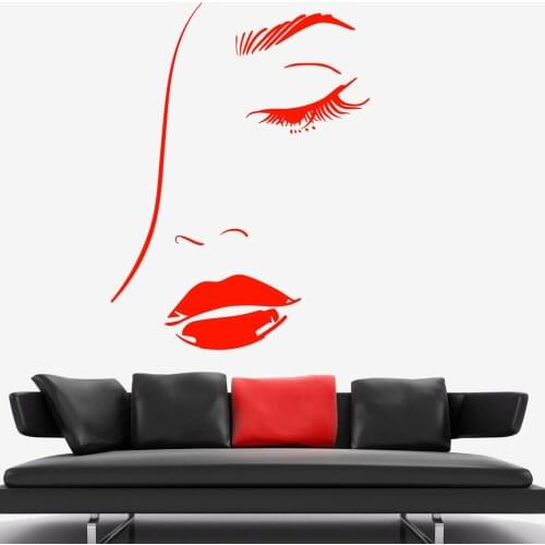 Sexy Girl Vinyl Wall Stickers With Beautiful Face Decor Personality Wall Sticker DIY Self-adhesive Wallpaper High Quality SA280