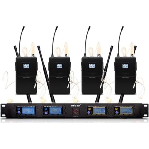 Professional wireless microphone system head-mounted microphone dynamic display for church school speech stage performance