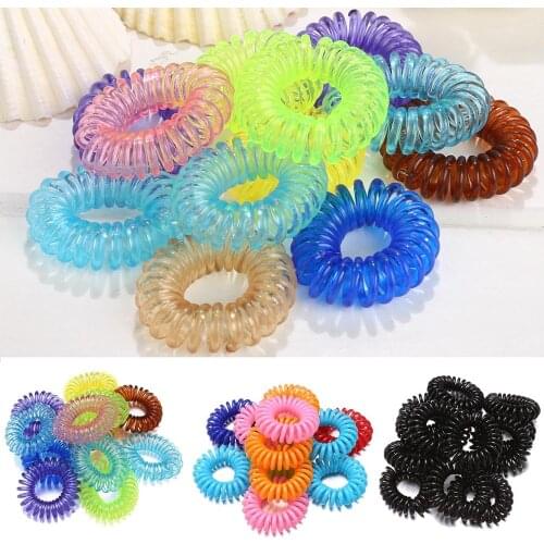 10 Pcs Elastic Hair Bands for Women Hair Accessories Girls Cord Spiral Hair Ties Ponytail Holders Cute Hair Band Telephone Line