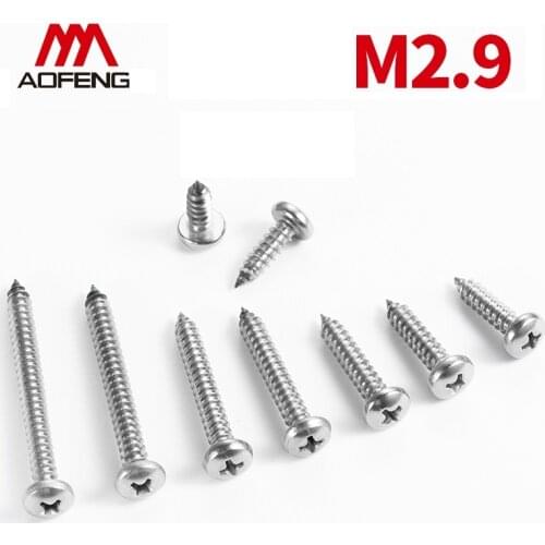 M2.9 Cross Recessed Pan Head Self Tapping Screws M2.9x6.5 8 9.5 13 16 19 22 25 30 32 35 Pan Head Philips Self Tapping Screws