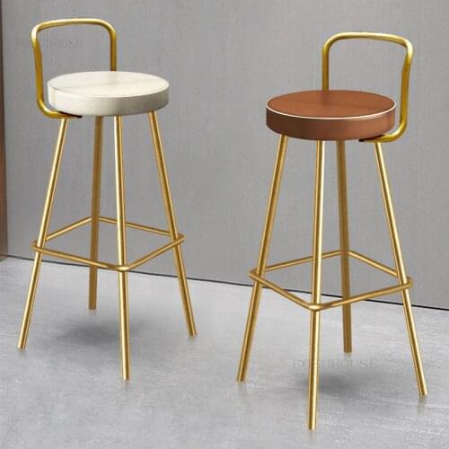 Nordic Wrought Iron Living Room High Bar Chair Simple Modern Restaurant Casual Bar Chairs Home Furniture Kitchen Back Bar Chair