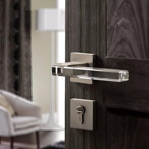 Modern Crystal Gold texture Mute Room Door Lock Handle Fashion Interior Door Lock Anti-theft Gate Lock Furniture Hardware