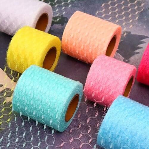 6cm 8cm Tulle Ribbon Roll Diamond Net Mesh Fabric Tape DIY Hair Bow Tutu Skirt Newborn Headbands Wedding Bouquett Party Decor