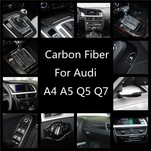 Carbon Fiber for Audi A4L/A5/Q5/Q7/A6 Car Inner Gearshift Air Conditioning CD Panel Reading Light Cover Trim Car Stickers