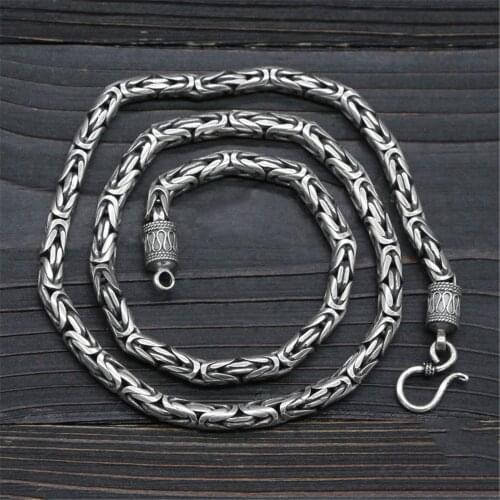 Sterling Silver Byzantine Chains 925 Silver Mens Chains Hook Clasp 3mm 3.5mm 4mm 5mm 6mm 7mm
