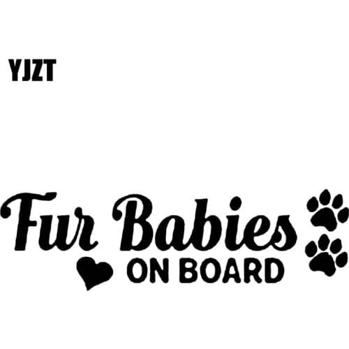 YJZT 18CM*5.2CM Fur Babies On Board Vinyl Decal Car Sticker Lovely Dog Paw Print Black/Silver C10-00814