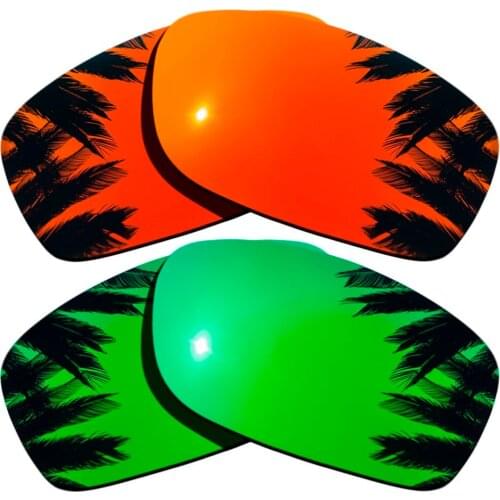 Green Mirrored+Orange Red Mirrored Coating) 2-Pairs Polarized Replacement Lenses for Fives Squared 100% UVA & UVB Protection