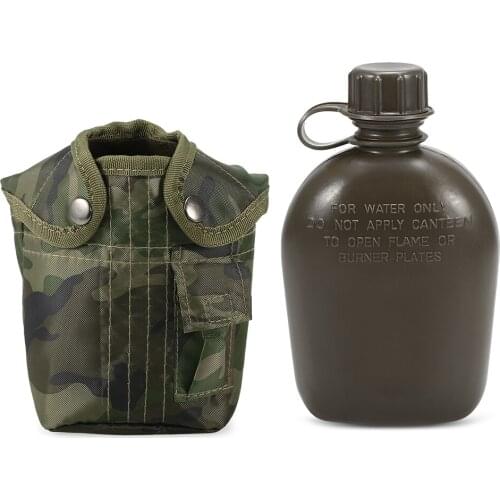 1L Outdoor Military Canteen Bottle Camping Hiking Backpacking Survival Water Bottle Kettle with Cover