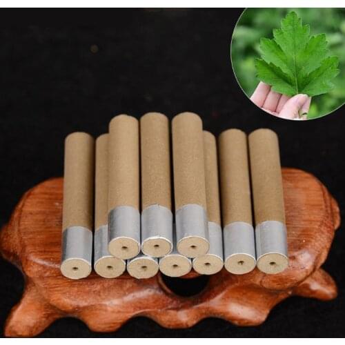 10Pcs/Box 35x7mm Five Years Old Thick Moxa Rolls Chinese Traditional Roller Stick Burner With Foil Moxibustion Acupuncture C1FF