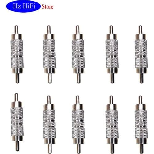 10PCS RCA PLUG TO RCA PLUG Copper plating NICKEL RCA Male to Male AV Audio Adapter Connector
