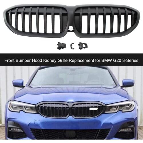 2Pcs Gloss Black Front Bumper Hood Kidney Grille Racing Grille Replacement for BMW G20 3-Series
