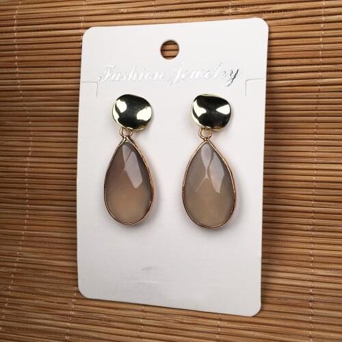 2020 New Women Earrings Stud Jewelry Handmade Natural Stone Water Drop Shape Brown Crystal Gemstones Earring Jewelry Accessories