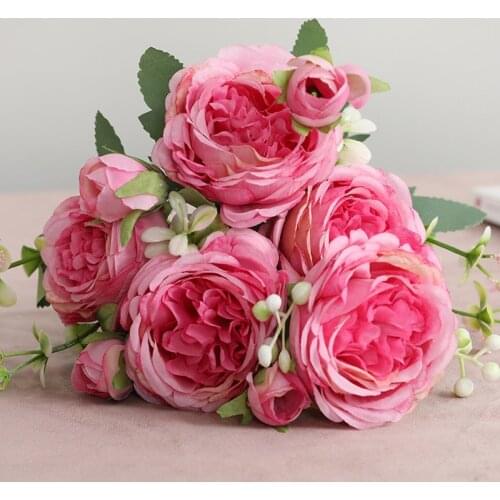 30cm Peony Artificial Flowers for Decoration 1 Bouquet 5 Head Silk Flower Decoration for Room Artificial Flowers Home Decoration