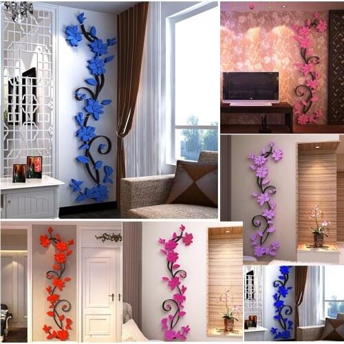 3D Vase Flower Tree DIY Removable Art Vinyl Wall Stickers Decal Mural Home Decor For Home Bedroom TV Background Decoration