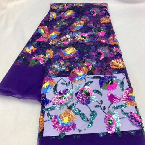 African lace fabric 2021 French lace fabric embroidery Nigeria sequined tulle lace fabric J40371