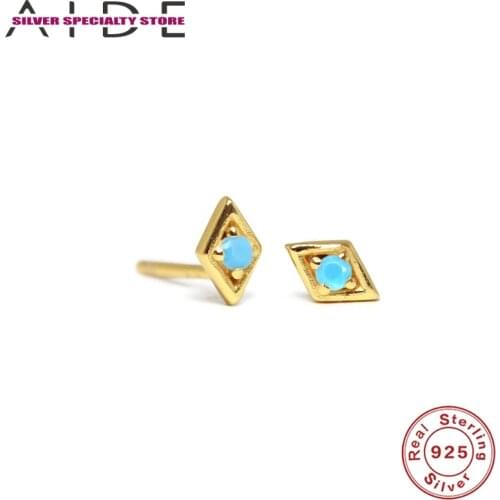 AIDE Turquoise Earring For Women S925 Silver Earrings 2020 Fashionable Stud Earrings For Girl Fine Jewelry Pendientes For Gifts