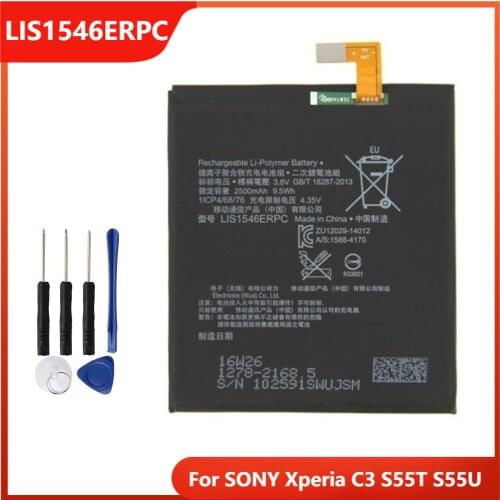 Replacement Phone Battery LIS1546ERPC For SONY Xperia C3 S55T S55U Rechargable Batteries 2500mAh With Free Tools