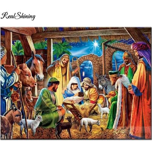 Diamond painting 5D round square Away in a Manger embroidery mosaic diamond religion Jesus born family wall painting,F616