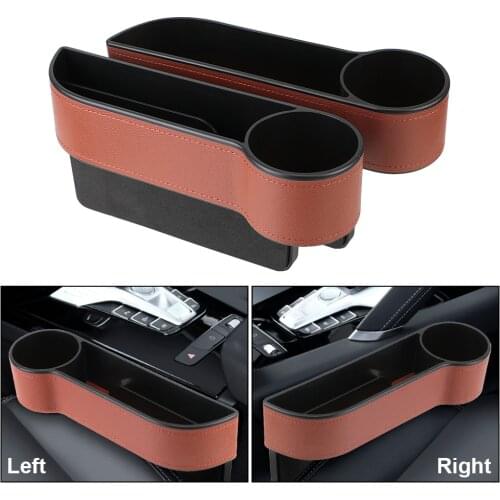 Car Organizer Universal Phone Bottle Keys Holder Box Seat Gap Slit Box With Charging Hole Leather Car Seat Gap Storage Box