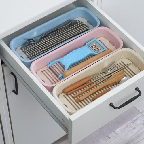White Storage Box Drawer Packing Box Tray Food Grade Wheat Straw Kitchen Dinnerware Free Assemble Boxes Separate Storage 1pcs