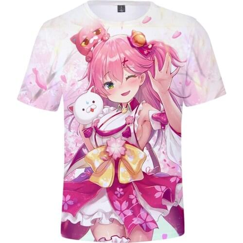 HOLOLIVE VTuber Sakura Miko 3D Printed Spring Summer Preppy Men/Women Street Clothes T-shirt Streetwear Kawaii style