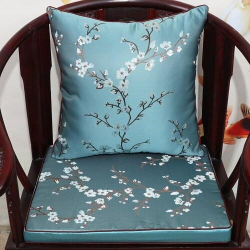 Thicken Chinese Flower Seat Cushion Sofa Chair Christmas Cushions Home Decor Lumbar Pillow Silk Brocade Armchair Cushion Seat