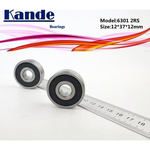 Kande 6301RS 4PCS ABEC-5 6301 2RS Single Row Deep Groove Ball Bearing 12x37x12 mm High Quality 6301RZ