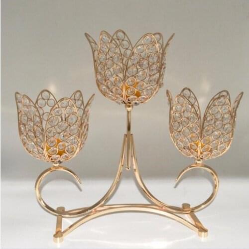 Crystal glass candelabra 3 arms centerpiece for wedding decoration senyu0957
