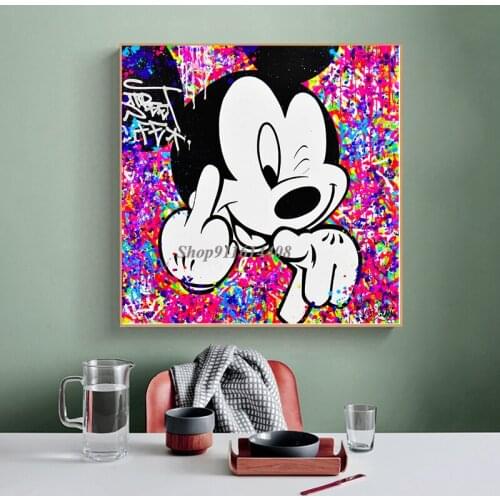 Disney Colourful Mickey Mouse Canvas Painting Art Posters and Prints Wall Art Pictures Room Wall Decorations for Kids Home Decor