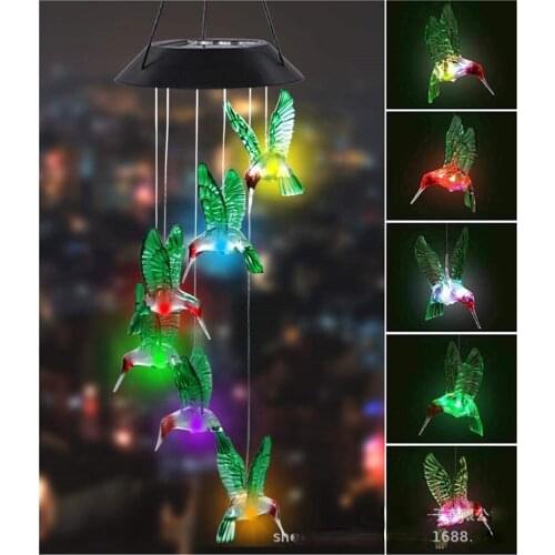 Solar Wind Chimes Hummingbird Rice Bells Wind Chimes Butterfly Heart-shaped Dragonfly Decorative Lights Solar Landscape Lights
