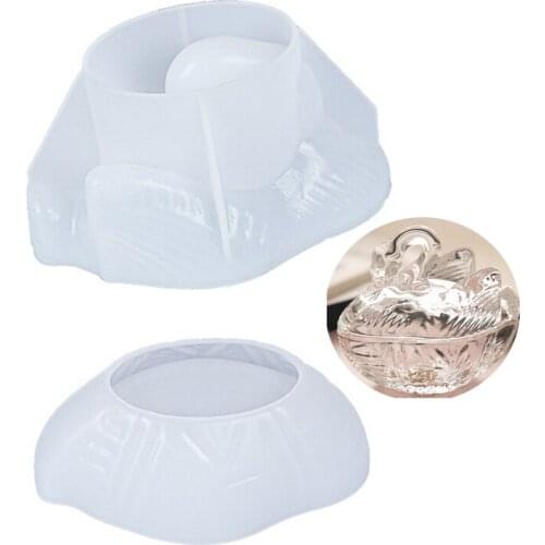 Swan Storage Box Crystal Epoxy Resin Mold Makeup Jewelry Container Fruit Snacks Holder Case Silicone Mould DIY Crafts Tools