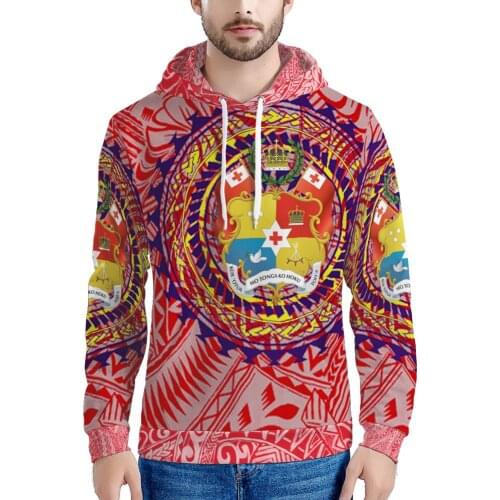 Tonga Hot Sell Polynesian Printing Mens Hoodies Sweatshirt Customize Your Design Standard Oversized Pullover Hoodie With Zipper