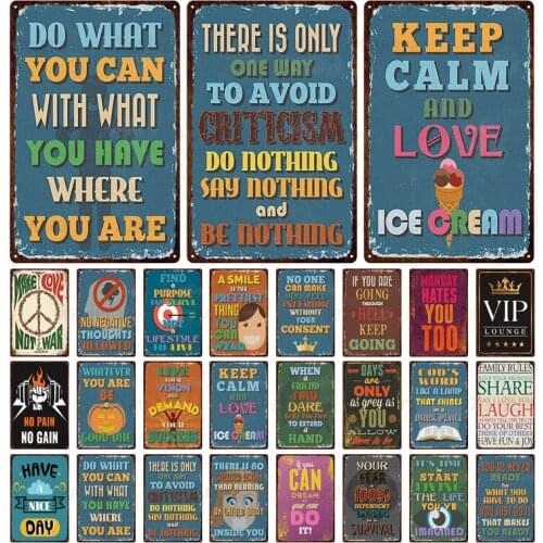 Metal Tin Sign Motivational & Love & Happy Quote Iron Plate Poster Home Decor Wall Bar Family Rules Decoration Vintage Art Paint