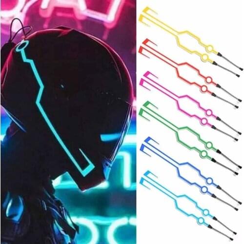 Motorcycle LED Night Riding Signal Helmet EL Illuminated Helmet Light Bar Night Highlight Motorcycle Helmet Light Bar Strip Kit