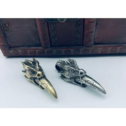 Mens Design Retro Dragon Head Wolf Tooth Brass Necklace Pendant Jewelry Chain Hip Hop Punk Rock Christmas Halloween Gift Men