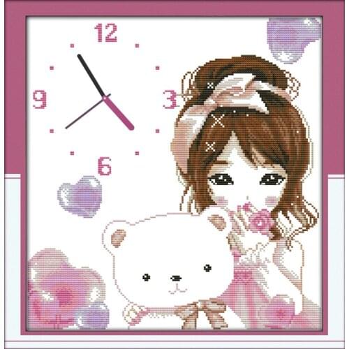 Princesss diary cross stitch kit 14ct 11ct count print canvas wall clock stitching embroidery DIY handmade needlework