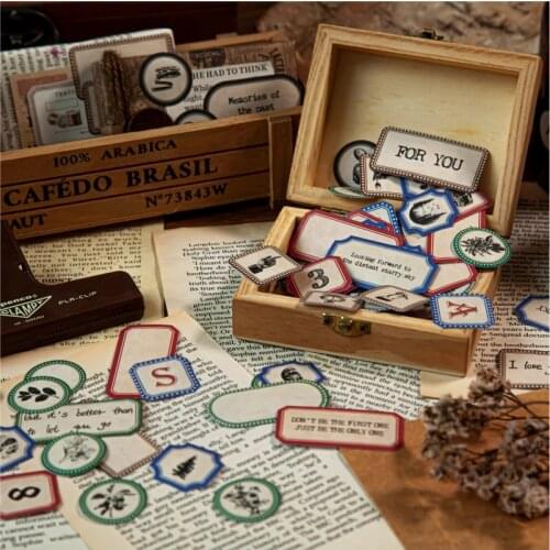 50 Pcs Vintage Paper Sticker Set Retro Frame Design Adhesive Diy Decorative Label For Scrapbooking Album Planner Diary Bottle