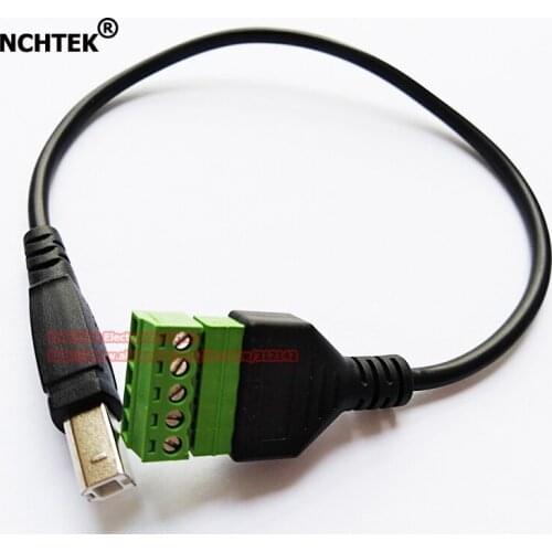 NCHTEK USB 2.0 B Male Plug to 5 Pin/Way Female Bolt Screw Shield Terminals Pluggable Type Adapter Cable/Free Shipping/10PCS
