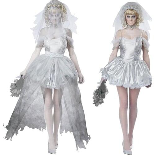 2021 New Women sexy Halloween Horror Ghost vampire Cosplay Costume adult Dead Corpse Zombie Bride Dress