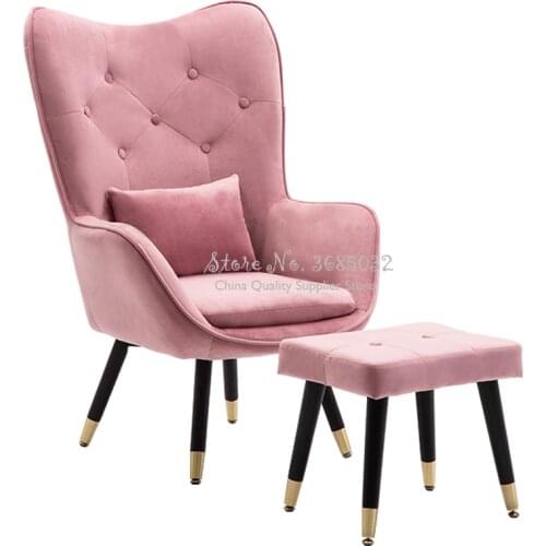New Pink Nordic Living Room Sofa Wood Leg Balcony Apartment Mini Chair Modern Minimalist Sofa Leisure Bedroom Room Chair