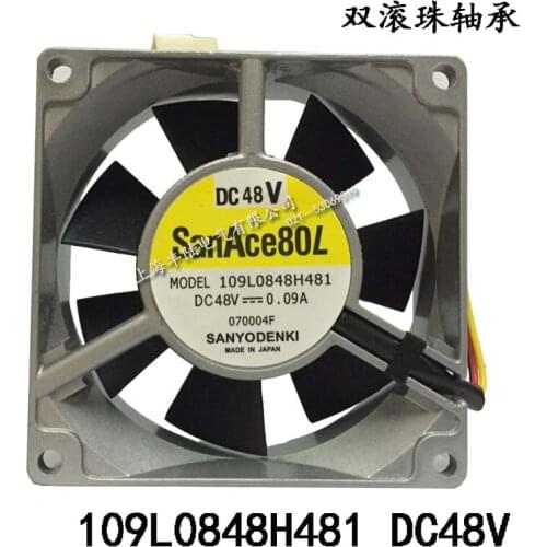Original DC48V fan 109L0848H481 8cm 0.09A double ball elevator cooling fan