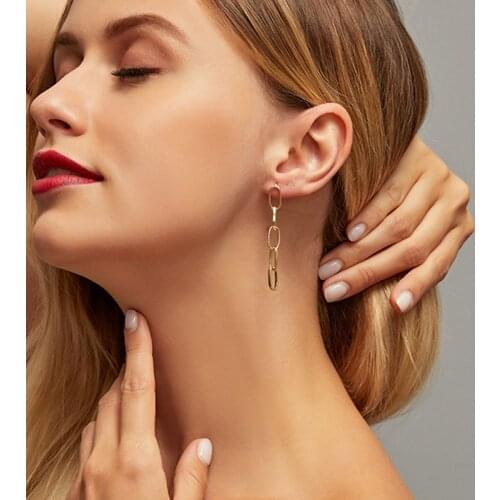 Hollow Metal Drop Earrings for Women Gold Color Multi Chains Long Earrings Fashion Ear Jewelry Personality boucle oreille femme