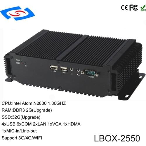 Newest Onboard Intel Atom D2550 CPU Industrial PC With XP/Win7/Win8/Win10/Linux Operating System Support WiFi/3G/4G/LTE Mini PC