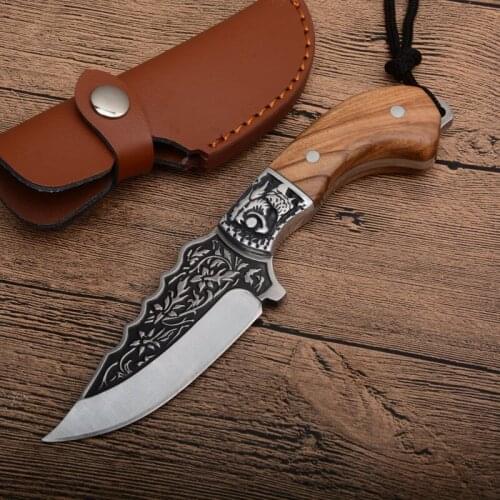 Rose Deer Tactical Survial Self-Defense Straight Knife ABS Handle Fixed Blade Knife for Climbing, Riding, Camping