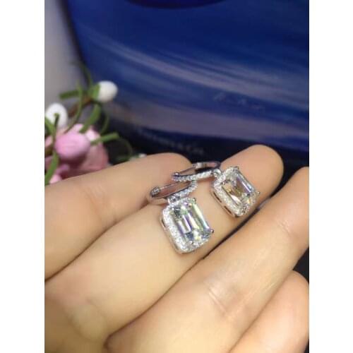 TE208 Luxury 2 Carats SONA Synthetic Gem Halo Studded Wedding Earrings, Promise Propose Earring